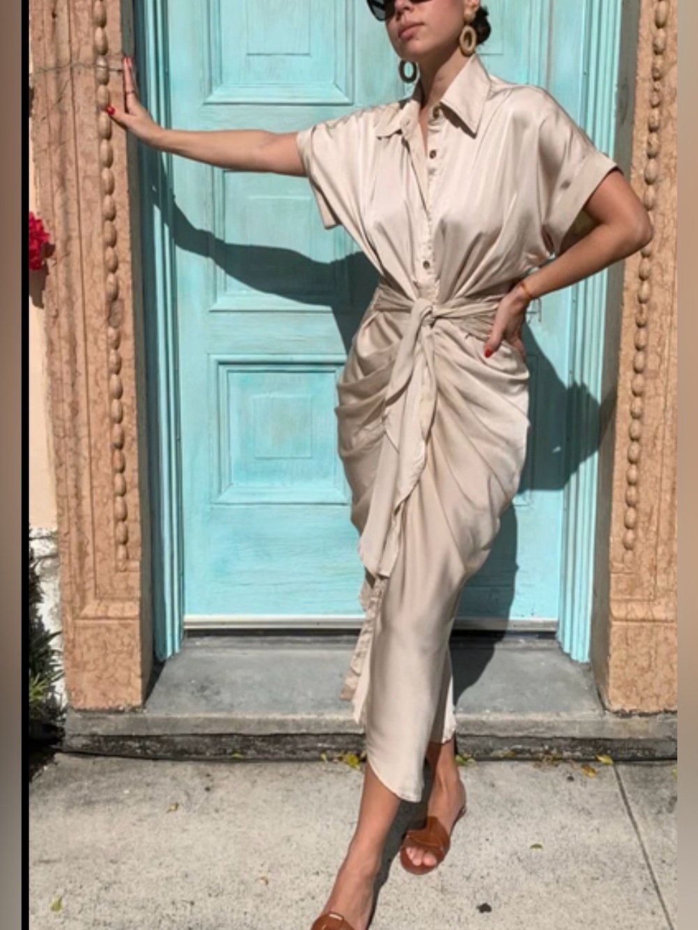 NWT! Light beige satin midi - Picture 2 of 4